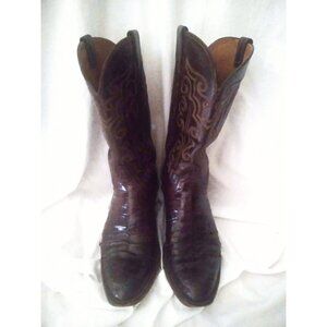 Lucchese Caiman Crocodile Brown Leather Cowboy Western Boots Mens 10.5 - FLAW
